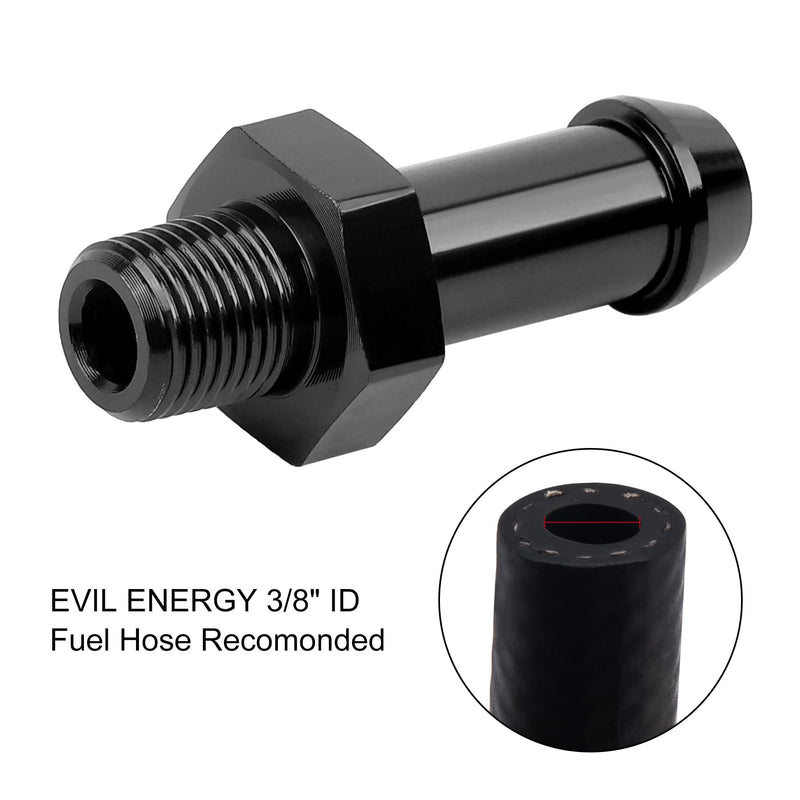 EVIL ENERGY 1/8" NPT Male to 3/8" Barb Fitting Adapter Straight Aluminum Black 1/8 NPT to 3/8 Barb