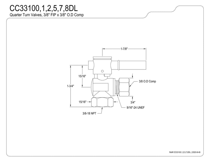 Kingston Brass Elements of Design CC33108DL Concord Angle Stop Valve, Brushed Nickel