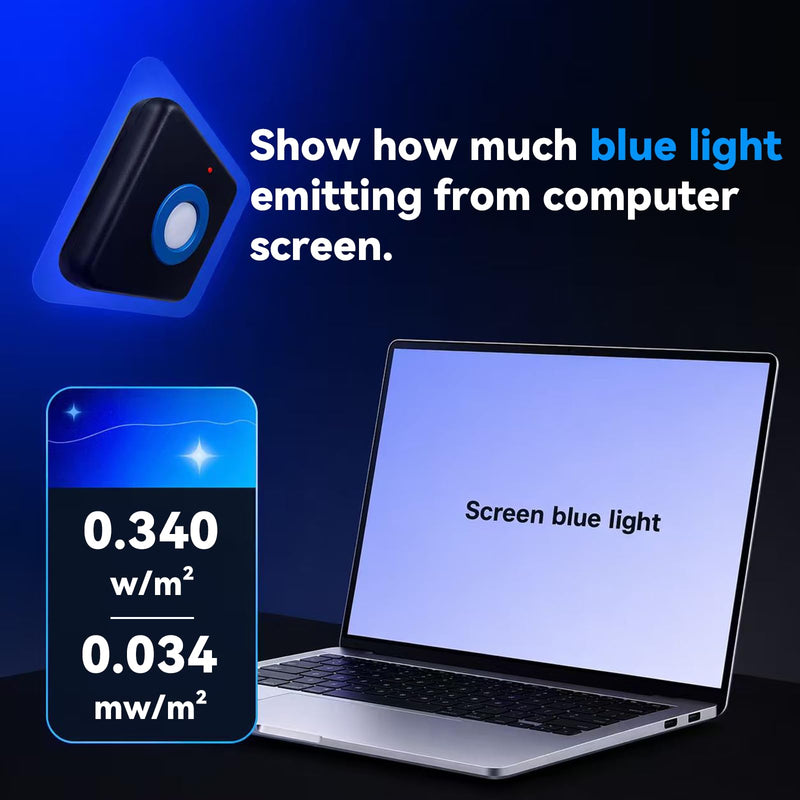 Blue Light Meter, Blue Light Irradiance Meter for Screens, LED Beauty Devices & Blue-Light Blocking Glasses, Up to 760,000 μW/cm²
