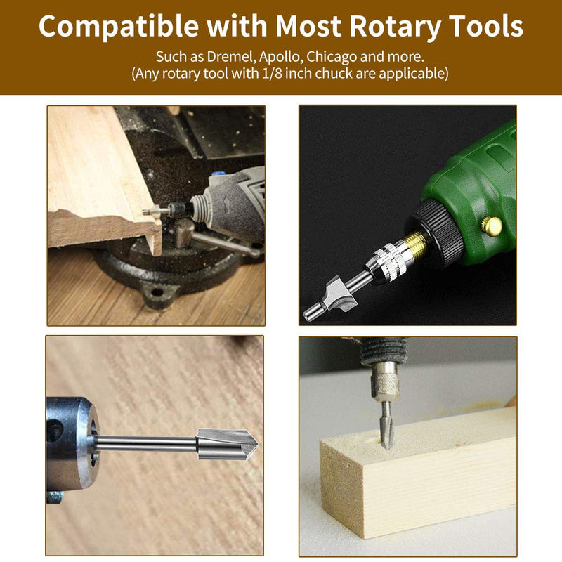 Wood Carving Bits Router Carbide Engraving Bits for Dremel, 20Pc HSS Router Bit Set with 1/8"(3mm) Shank for Rotary Tools for DIY Woodworking, Carving, Engraving, Drilling, Sculpting