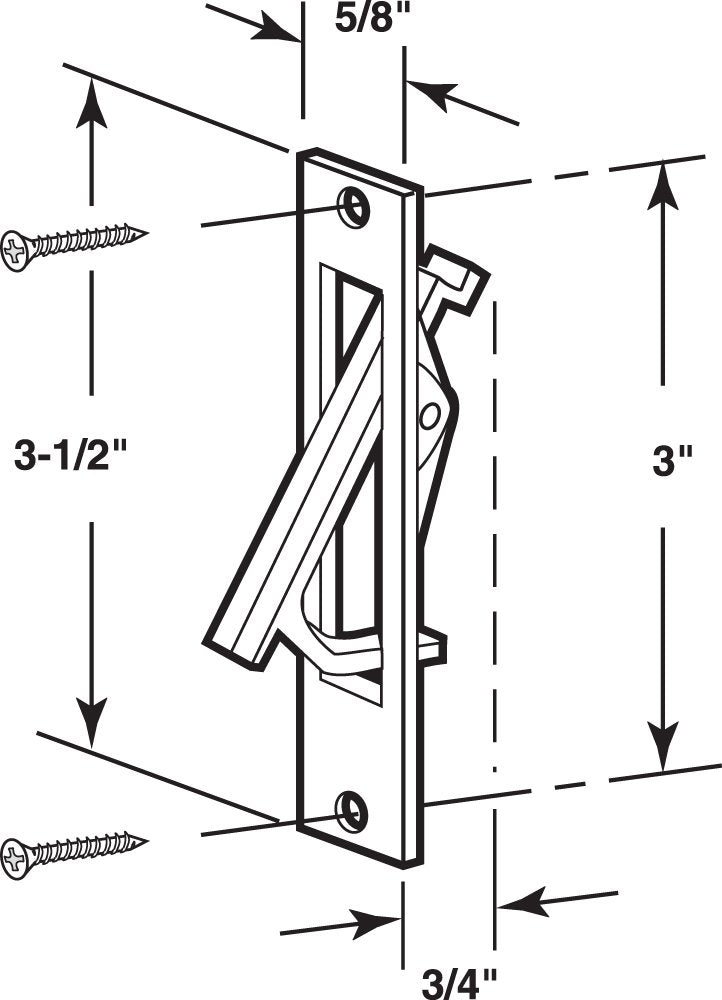 Prime-Line N 7274 Diecast, Satin Nickel, Pocket Door Flush Edge Pull (Single Pack) 1 Count (Pack of 1)