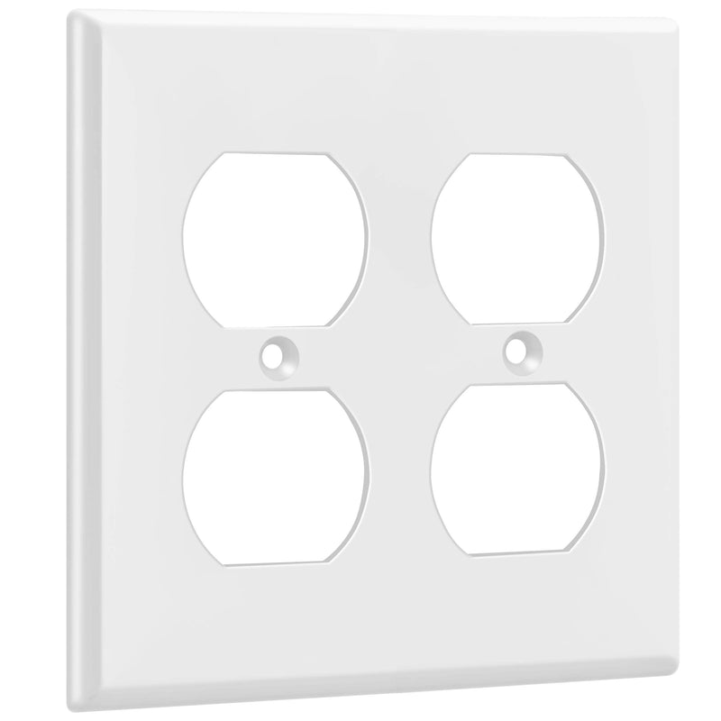 Enerlites 8822-W Duplex Receptacle Outlet Wall Plate, Standard Size 2-Gang, Polycarbonate Thermoplastic, White Screw
