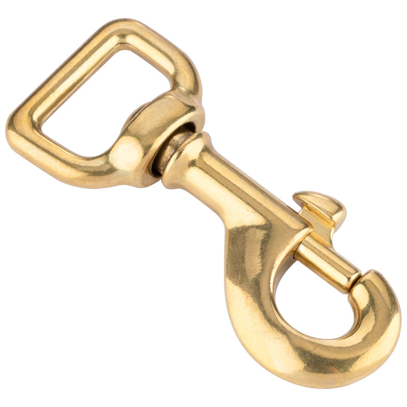 3-1/8 inch Solid Brass Swivel Bolt Snap Hooks 7/8 inch Square Swivel Eye Single Ended Trigger Clips Keychain Holder for Leathercrafts, Dog Collar, Pet Leash, Flag Halyard and More (2 Pieces)