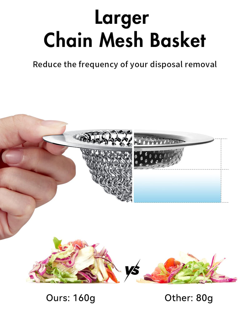 Kitchen Sink Drain Strainer, Flippable Mesh Sink Strainer, Wokdada 304 Stainless Steel Sink Screen, Easy Clean Large Basket Strainer, Anti-Clog Garbage Disposal Cover Fit for Standard 4-1/3 Inch Drain Silver-1 Pack