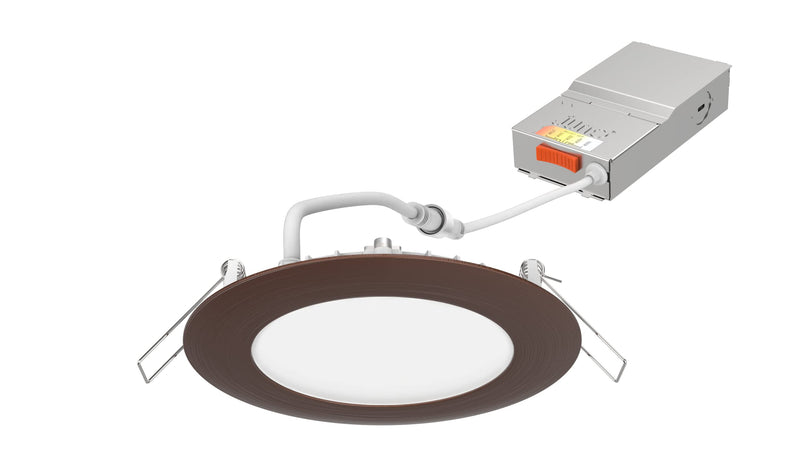 Juno WF4 SWW5 90CRI ORB M6 Round LED Wafer Downlight, 120 Volts, Switchable Color Temperature 2700K/3000K/3500K/4000K/5000K, Triac Dimming, 4-Inch Ultra Thin Trim, Oil Rubbed Bronze