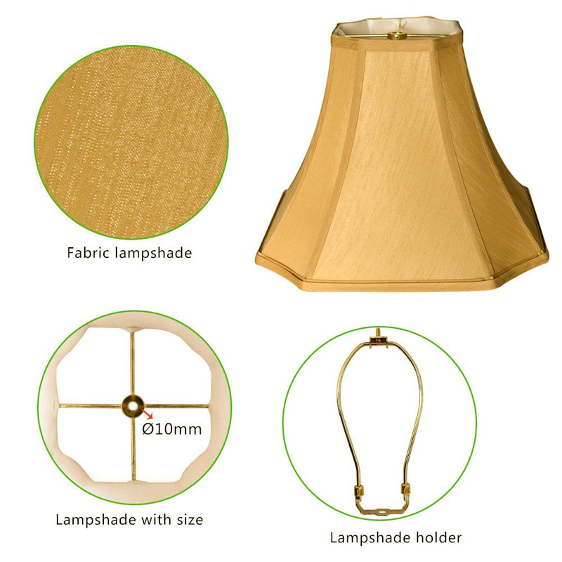 Tootoo Star Antique Octagonal Royal Bell Lamp Shade for Floor Lampshade and Table Lamp,(6.3x6.3) x(13x13) x10.8",Antique Gold (6.3 x 6.3)" x (13 x 13)'' x 10.8"