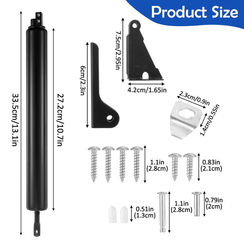 2 Set Heavy Duty Screen Door Closers, Durable Screen Door Shock Replacement System, Rust-Proof Black Aluminum Alloy Easy to Installation(Black)