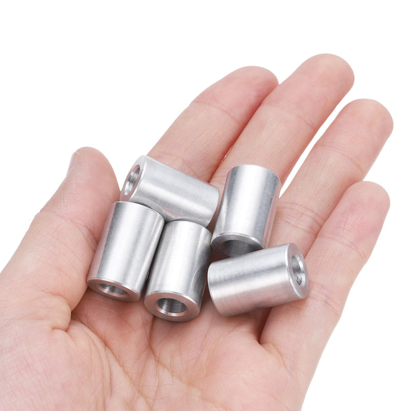 uxcell 5pcs Aluminum Spacer 1/4" Bore x 1/2" OD x 3/4" Length Screw Standoff Bushing Plain Finish Round Metal Spacer for 1/4 ID Screws Bolts and Rods 1/4" x 1/2" x 3/4" Silver Tone