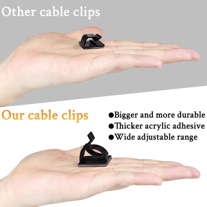 SOULWIT 50Pcs Adjustable Cable Management Clips, Adhesive Organizers Sticky Wire Clips Cord Holder for TV PC Ethernet Under Desk Wall Home Office 0.83"X1.02"