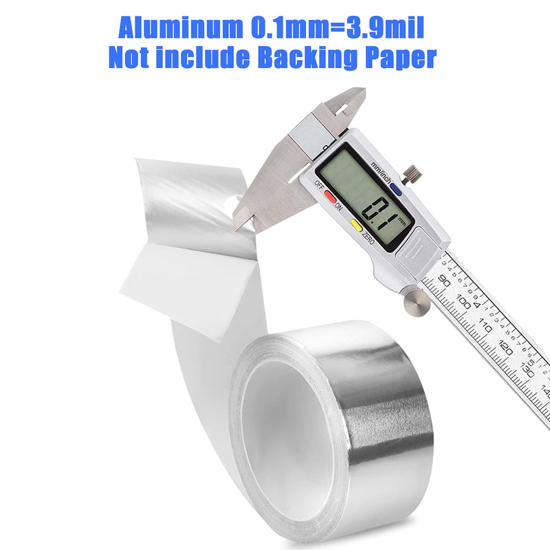 Romeda Aluminum Tape, 2 inch x 65 Feet Foil Tape (3.9 mil), Insulation Adhesive Metal Tape, High Temperature Heavy Duty HVAC Tape, Silver Tape Aluminum Foil Tape for Ductwork, Dryer Vent, HVAC 2 inch x 65 Ft