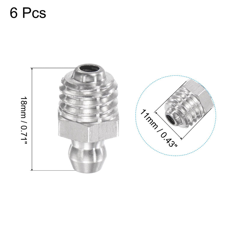uxcell 6Pcs Metric Stainless Steel Straight Grease Fitting M10 x 1.5mm Thread Hydraulic Grease Fitting Accessories