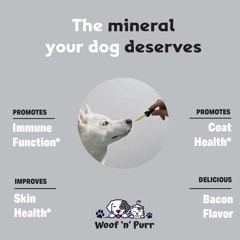 Zinc for Dogs - Dog Zinc Supplement - Helps to Support Healthy Skin, Coat, Immune Health & More - Dog Zinc - Dog Skin and Coat Supplement - Skin and Coat Supplement for Dogs - 1 fl oz - Bacon Flavor - PawsPlanet Australia