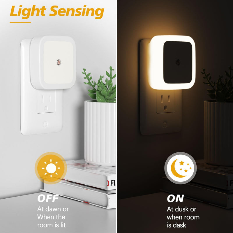 Sujeet Night Light, Night Lights Plug into Wall 4-Pack, Nightlight Plug in Night Light, Dusk to Dawn Night Lamp Led Night Light for Bedroom, Bathroom, Hallway Warm White