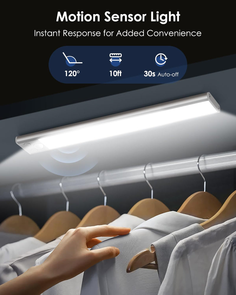 VerRon 5-Pack Under Cabinet Lighting, Upgraded 2000mAh Rechargeable Under Cabinet Lights Wireless with 3 Color Temps 68 LED, Indoor Motion Sensor Closet Lights Under-counter Light Fixtures for Kitchen 8 inch
