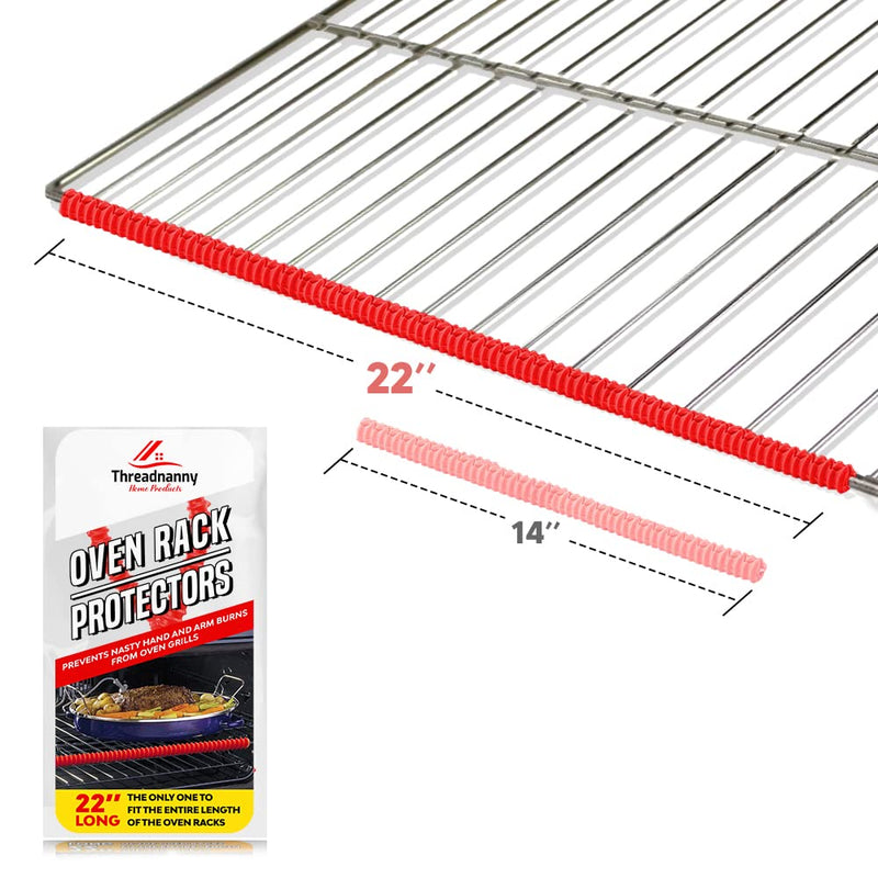 Silicone Oven Rack Shield Guard, Extra Long 22” Red (2 Pack), Full Length Fit on Standard-Sized USA Ranges - Heat Resistant Oven Rack Protectors - Prevents Hand and Arm Burns, Food Grade Cover 22 Inch Full Size Red 2 Pack