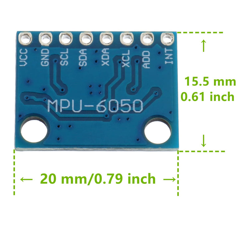 1pcs MPU-6050 GY-521 MPU6050 3 Axis Accelerometer Module 6 DOF Gyroscope Sensor Module 16 Bit AD Converter Data Output IIC I2C for Arduino 1PCS