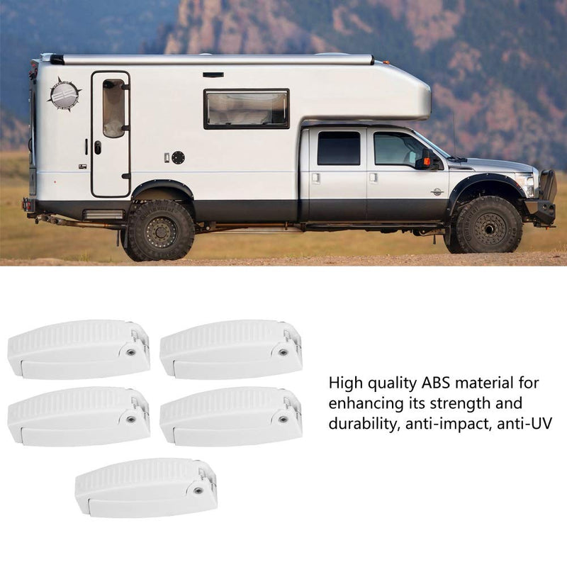 Health Gear Baggage Door Catch Camper, 5Pcs White ABS Door Catch Holder Door for RV Motorhome Trailer Travel Baggage, Holds RV Baggage Compartments and Doors