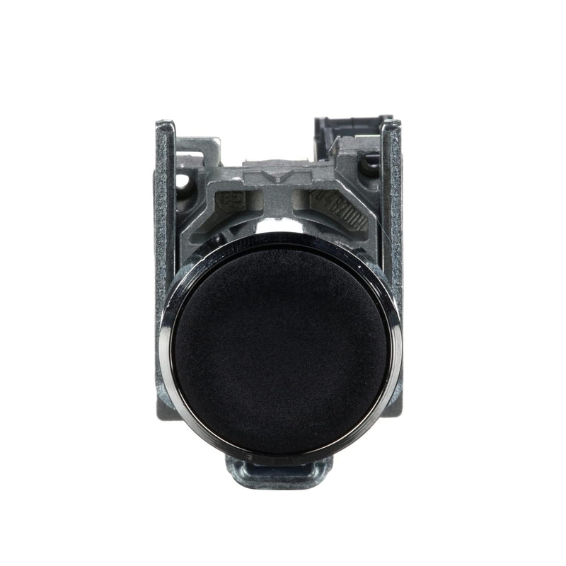 Schneider Electric XB4BA21 Push Button Switch for Industrial Machinery, Chromium Plated Metal Bezel, Fits 22mm Diameter Cutouts, Spring Return, 1NO, Black Flush