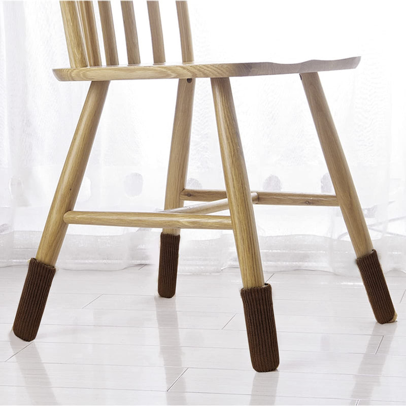 24 PCs Furniture Leg Socks - Coffee Knitted Furniture Socks, Double Thickness Chair Leg Floor Protectors, High Elastic Chair Leg Covers Furniture Caps Set, Move Easily and Reduce Noise 24 pcs Coffee-1