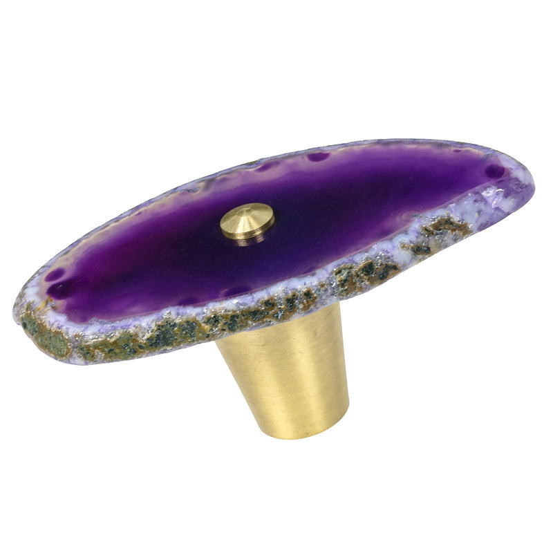 TUMBEELLUWA 4 PCS Purple Agate Slice Cabinet Knobs for Kitchens & Bathroom | Unique Single Hole Drawer Pulls, Easy to Install, Polished Stone Knobs for Cabinets Drawers Dressers, Housewarming Gift