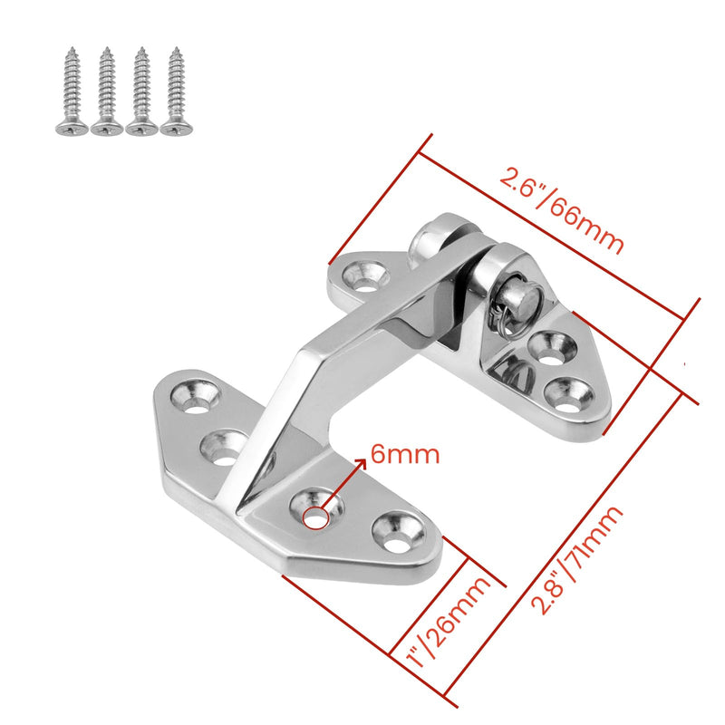 Bitray 2Pcs Marine 316 Stainless Steel Boat Hatch Hinge Long Reach Hatch Hinge with Screw (71mm x 66mm) 2.8" x 2.6"