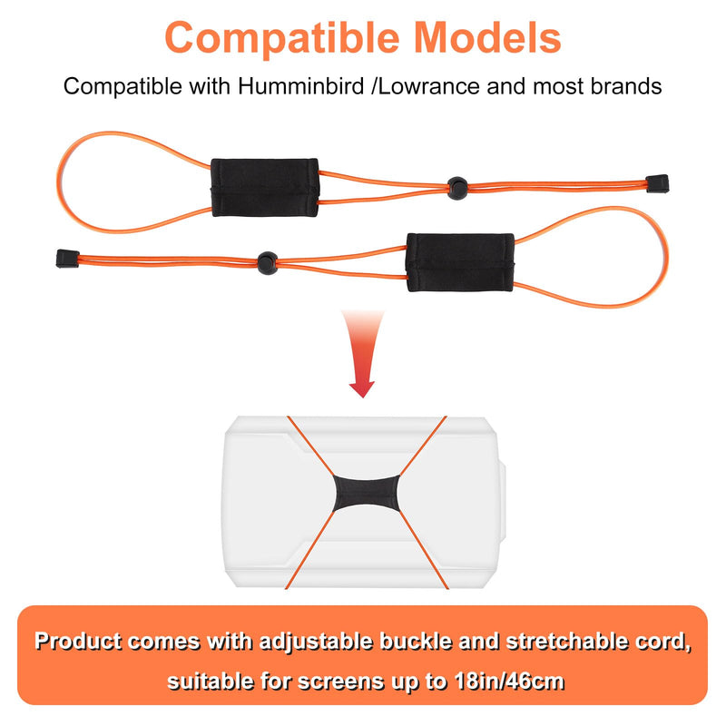 2pcs Fishing Graph Cover Straps Compatible with Humminbird & Lowrance, Adjustable Fish Finder Cover Bungee with Adjustable Buckle and Stretchable Accessories Cord Fit up to 18in Screens (Orange)