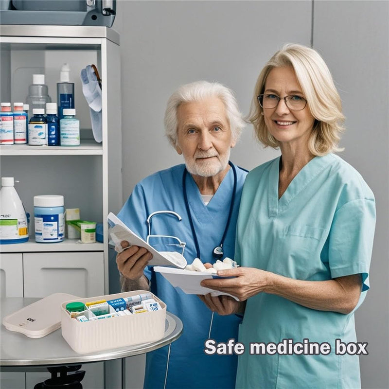 Lockable Storage Box,Medicine Safe Case Container,Refrigerator Lockbox for Personal Private Items,Medicines,Food,Snacks,Locking Cell Phone Smart Device Jail,Small Lock Box for Office,Home (Cream) Cream