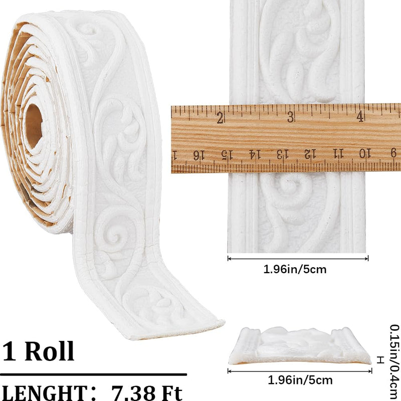 CRASPIRE 88 x 2 inch Crown Molding Peel and Stick 3D Flexible Foam Wall Trim White Self Adhesive Wallpaper Border Sticky Decorative Edging Baseboard Lines for Mirror Border Wall Hotel DIY Decor 3D Crown White 88"L x 2"W