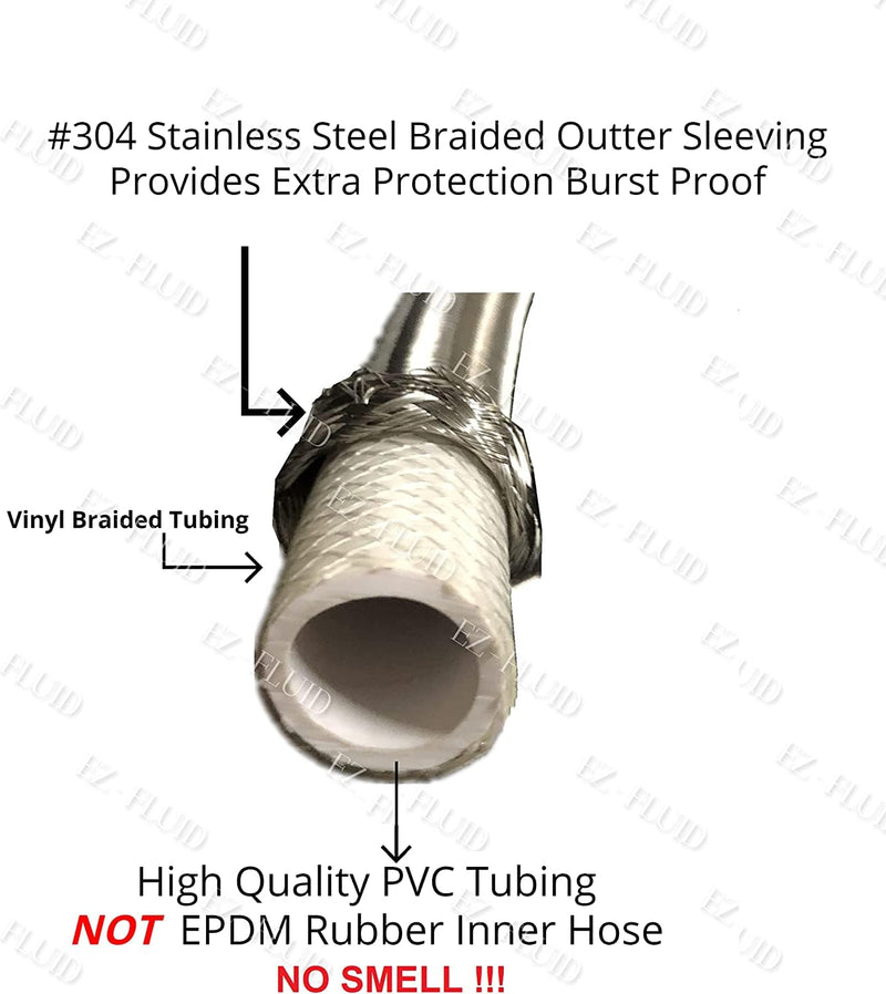 EZ-Fluid (10) 16" Water Supply Line,1/2" Fip x 3/8" Comp LF,Brass Nuts,Universal Stainless Steel Braided Faucet Water Supply Line Connector,Water Supply Hose Connector Lines For Kitchen,Bathroom 1 Pack of 10-16Inches