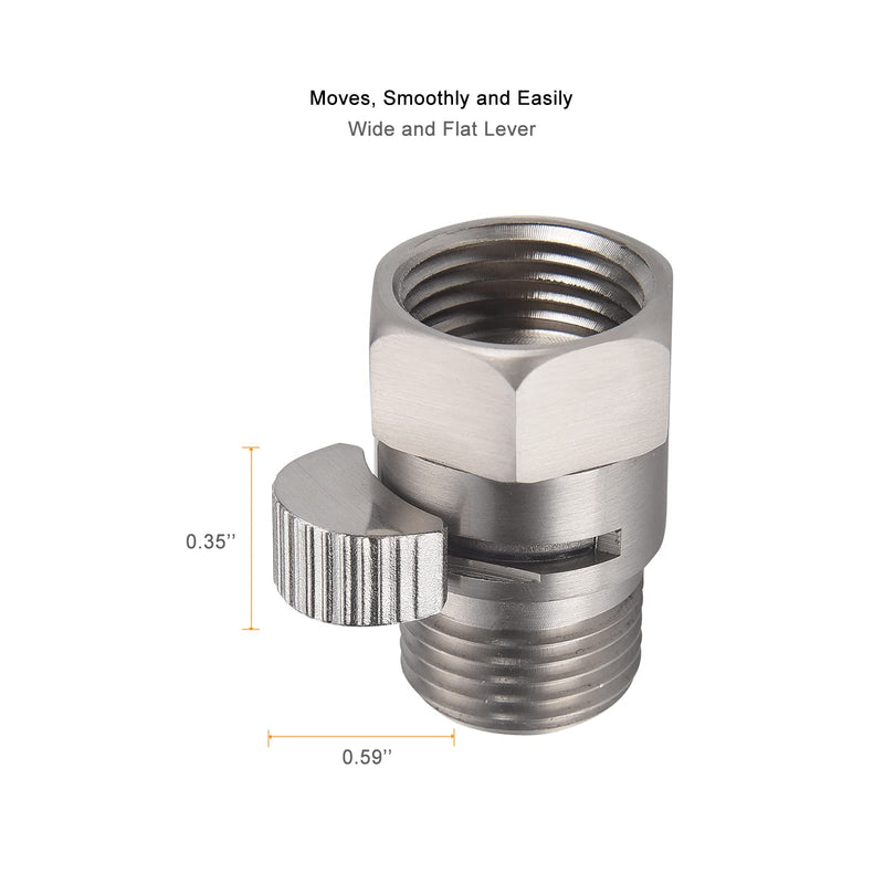 Brushed Nickel Water Flow Control Valve, G 1/2" Shower Head Flow Control Brass Shut Off Valve for Handheld, Water Pressure Regulator Replacement for Shower System Brushed Nickel