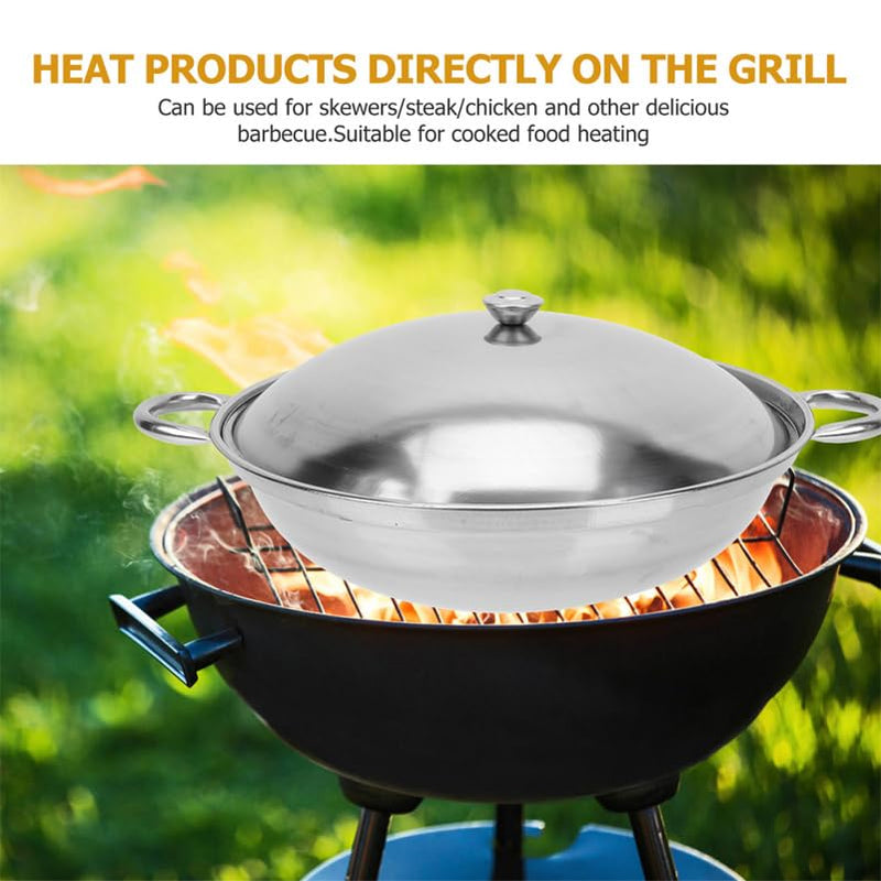 Stainless Steel Cooking Pot with Lid 10.23 Inch Double Handle Pot Anti-Overflow Bar for Hot Seafood Dry Kitchen Cookware Set