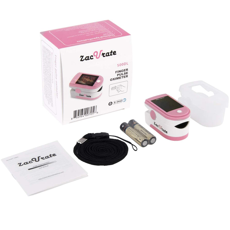 Zacurate Pro Series 500DL Fingertip Pulse Oximeter and Oximeter Carrying Case Bundle