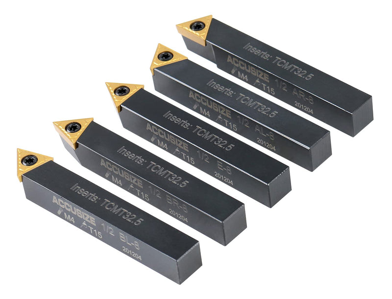 Accusize Industrial Tools 1/2'' 5 Pc Indexable Turning Tool Set, 2380-5082 1/2"