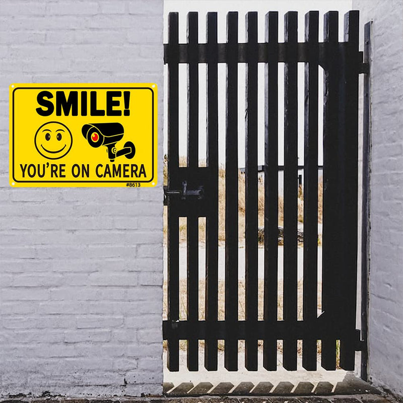 Smile Your on Camera Signs, Camera Signs for Home Security,Video Surveillance Signs Outdoor, Aluminum 7*10 inchs, Security Camera Sign for Security camera sign for home, Driveway Alert, CCTV (2-Pack) 2-Pack