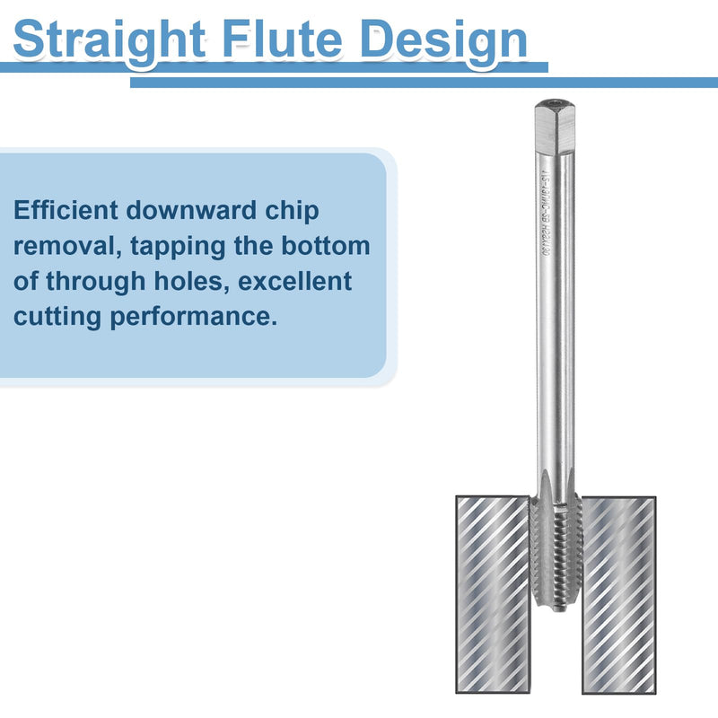 uxcell 2pcs Straight Flute Screw Taps 1/2-13 UNC 2B Thread 5" Extra Long HSS6542 Machine Threading Milling Tap Tapping Tools 1/2-13 UNC x 5"