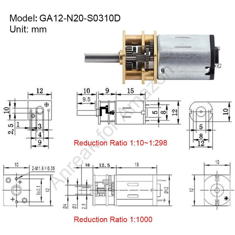 2Pcs DC 12V 60RPM GA12 N20 Micro DC Motor 3-12V 7.5-4000RPM High Speed Low RPM Motor with Metal Gear (12-60) 2 Pcs 12V 60 RPM - NewNest Australia