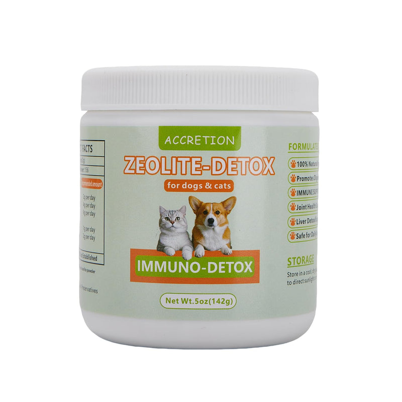 Accretion Natural Zeolite Powder for Dogs & Cats, 5oz, Digestive & Immune Support, Detox Aid, Joint Comfort, Easy-Mix Pet Supplement
