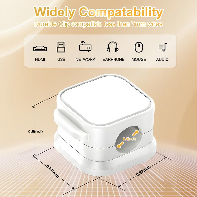 18 Pack Cord Organizer Holder,Magnetic Cable Clips Management,Easy Strong Adhesive Phone USB Charger Cord,Hide Or Organize Desk Cable for Kitchen,Office,Car,Nightstand（White）