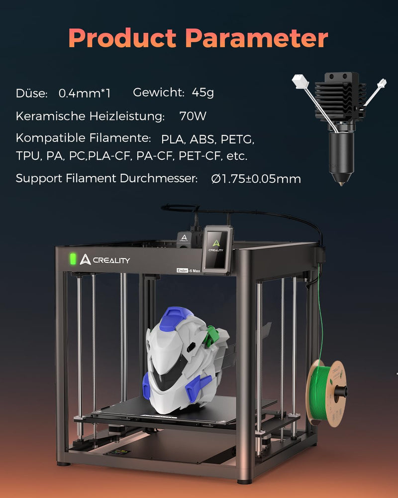 Creality Official Ender 5 Max Hotend, Support 700mm/s Fast Speed Printing and 300℃ High Temperature Printing, Innovative Multi-Channel Design Effectively Enhances Printing Efficiency