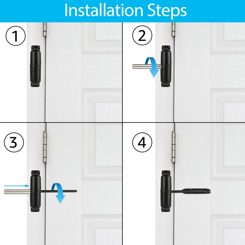 2PCS Automatic Door Closer，Safety Spring Door Closer, Adjustable Soft Door Closer, Easy to Install to Convert Hinged Doors, Black Auto Door Closers for Home
