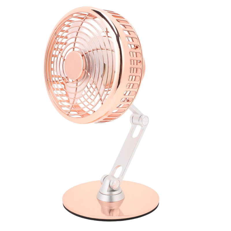 Small Quiet USB Desk Fan 3 Speed Retro Metal Fan for Home Office Nightstand Bedroom Iron 1pc (Rose Gold) Rose Gold