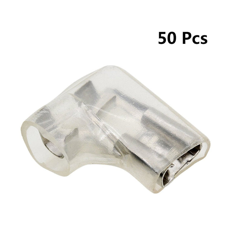 YXQ 6.3mm Crimp Terminal Spade Connector w Cover Right Angle L Type Silver (50 Pcs) 50 Piece