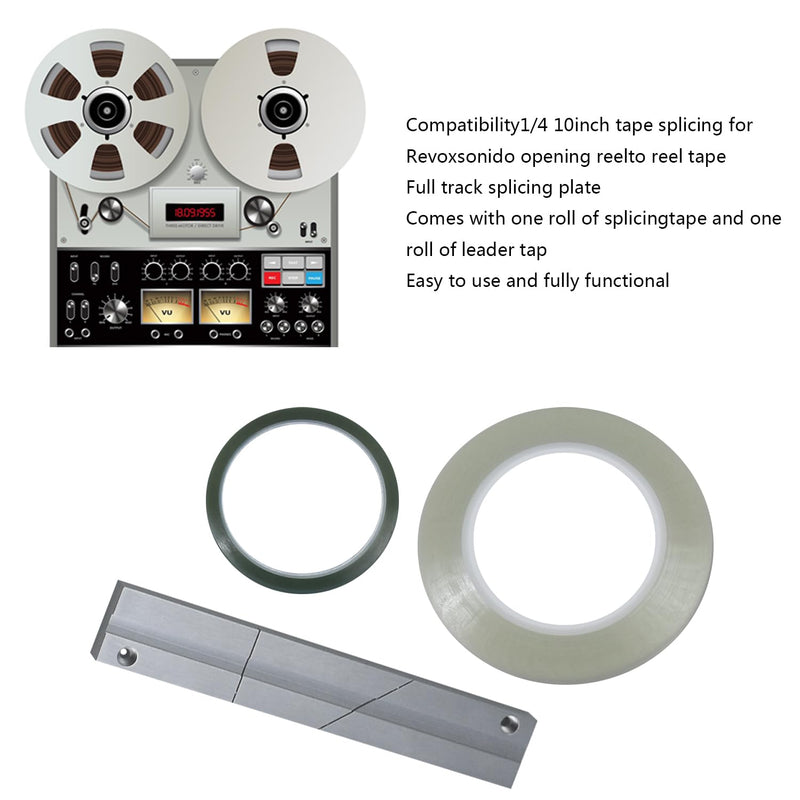 Tape Splicing Block Set 1/4 10 Inch Professional with Leader Tapes for Revoxsonido 1/4 10 Inch Open Reel to Reel Tape Media
