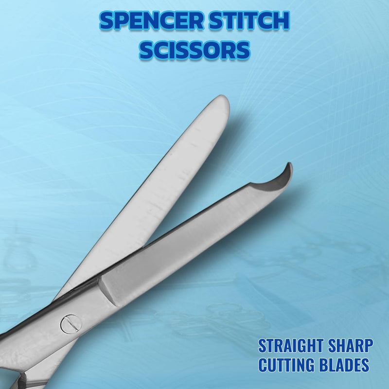 Suture Stitch Scissors – Straight Hook Stainless Steel Surgical Nursing Medical Scissors Perfect for Suture Removal, First Aid, EMS Training and More (Silver, 4.5 Inch) Silver