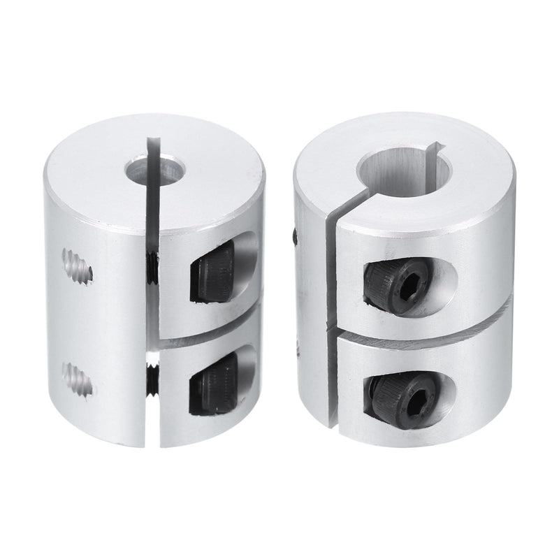 uxcell 2pcs Shaft Coupling 6.35mm to 10mm Aluminium Single Split Clamping Coupling, Rigid Stepper Motor Wheel Coupler Joint Connector for DIY Model, 3D Printers