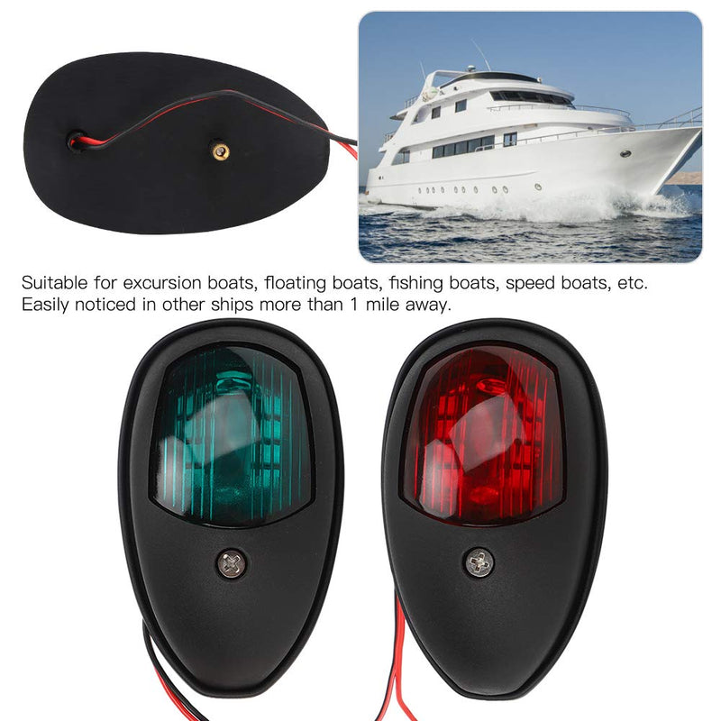 LED Navigation Lights Boat Marine Navigation Lights Red Green LED Navigation Lights Portable Shipping Marine Sailing Signal Lamp 10‑30V(Black)