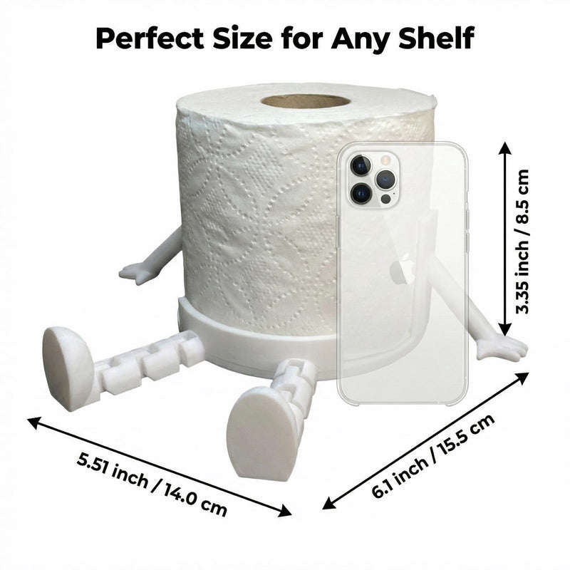 3D Printed Toilet Paper Holder - Creative Home Decor, Quirky Bathroom Ornament - White Plastic