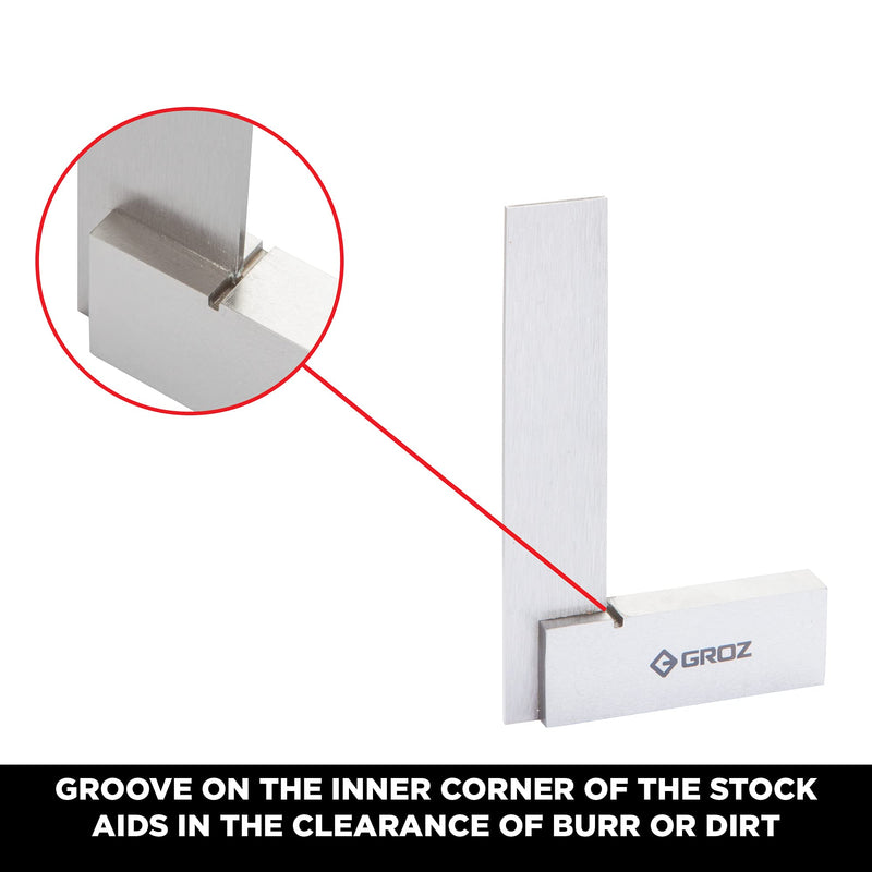 Groz 01001 3" Precision Steel Square, 16 Microns Squareness 3 Inch