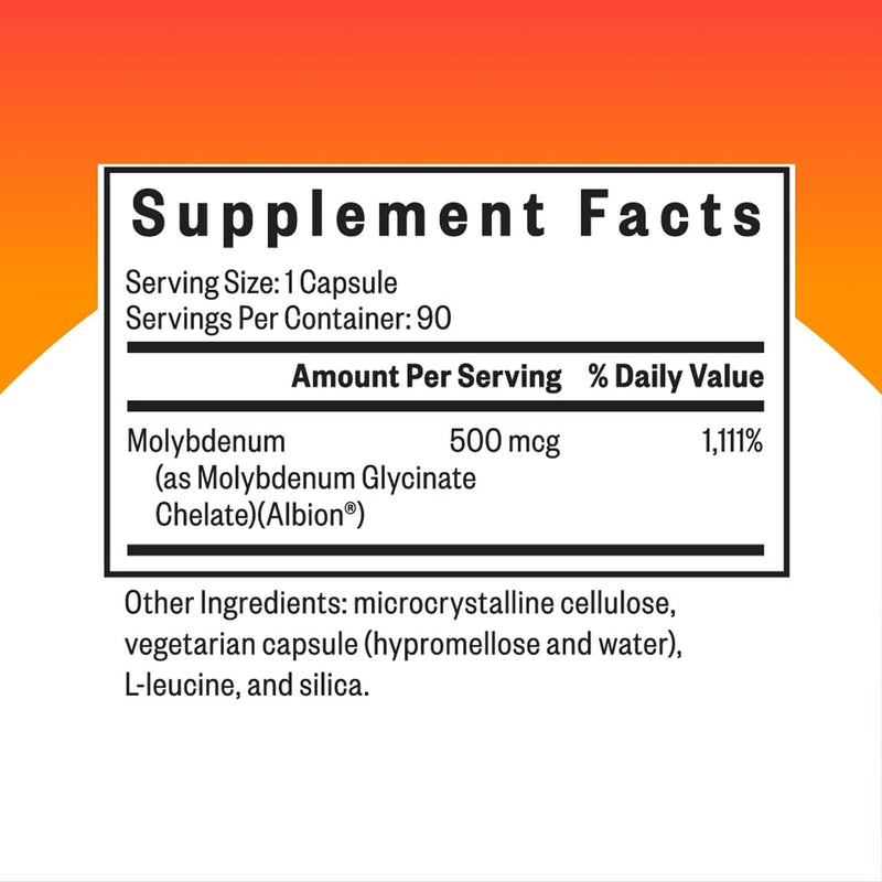 Seeking Health Molybdenum 500 – Molybdenum Glycinate Chelate – Supports Metabolism and Iron Utilization* - Metabolism Supplement - 90 Vegetarian Capsules - NewNest Australia
