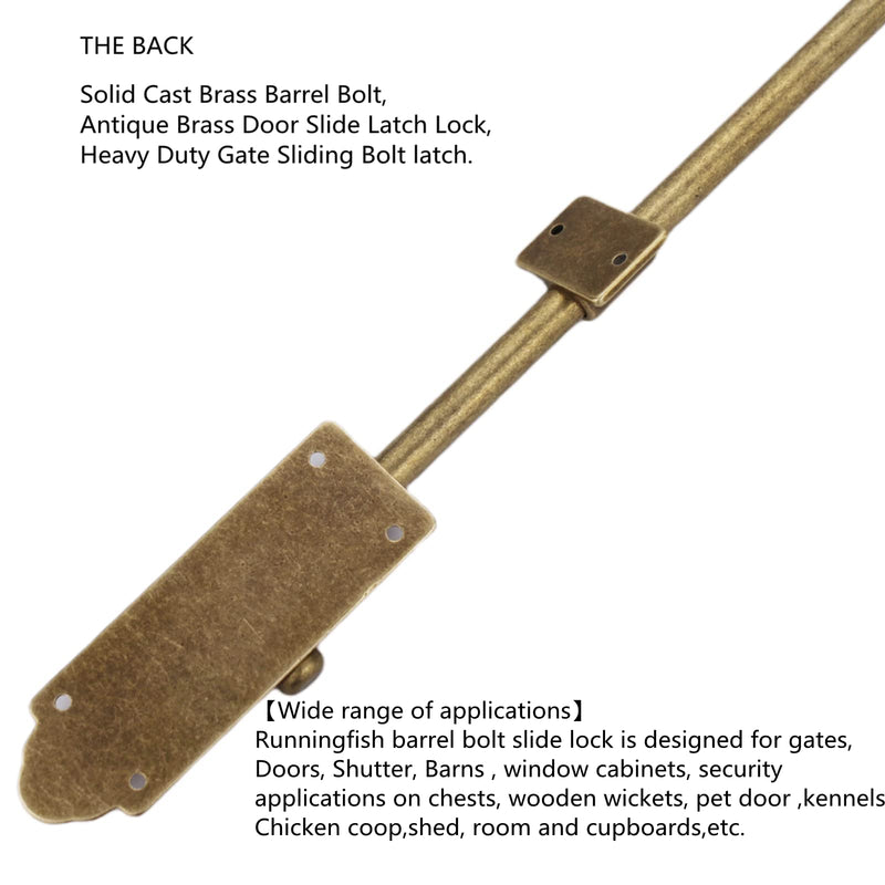 Heavy Duty Cane Bolts for Gates 23.7'',Barrel Bolt Latch Super Lengthen,Thickened Drop Bolts for Gates,Garage Bolts Solid cast Copper Sliding Lock for gate Latch Antique Brass